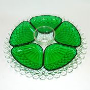 Anchor Hocking Crystal Green 7 Piece Relish Server