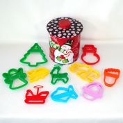 Wilton Cookie Cutters in Tin Christmas Snowman Cookie Jar