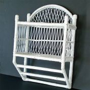 White Wicker Wall Shelf With Triple Towel Bars