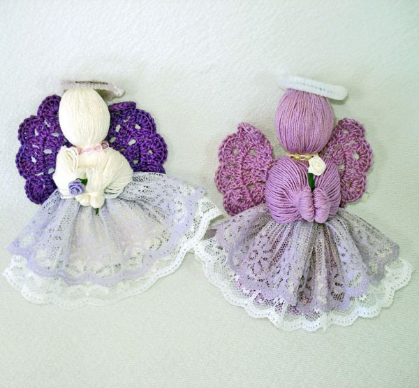 Lace, Crochet Handmade Yarn Angel Doll Christmas Ornaments #2