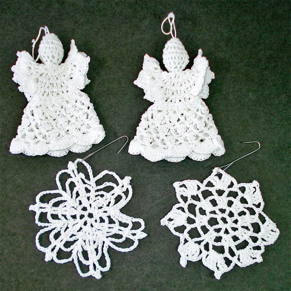 Lace, Crochet Handmade Yarn Angel Doll Christmas Ornaments #3