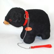 1960s Straw Stuffed Bear on Leash Toy, Yellowstone Souvenir