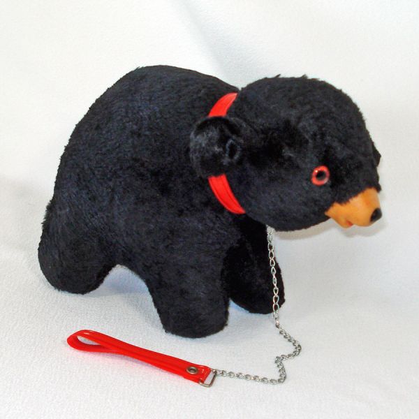 1960s Straw Stuffed Bear on Leash Toy, Yellowstone Souvenir #2