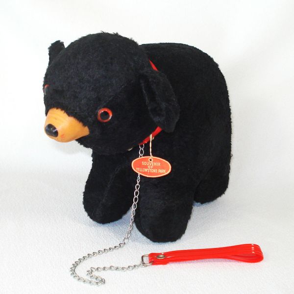 1960s Straw Stuffed Bear on Leash Toy, Yellowstone Souvenir #3