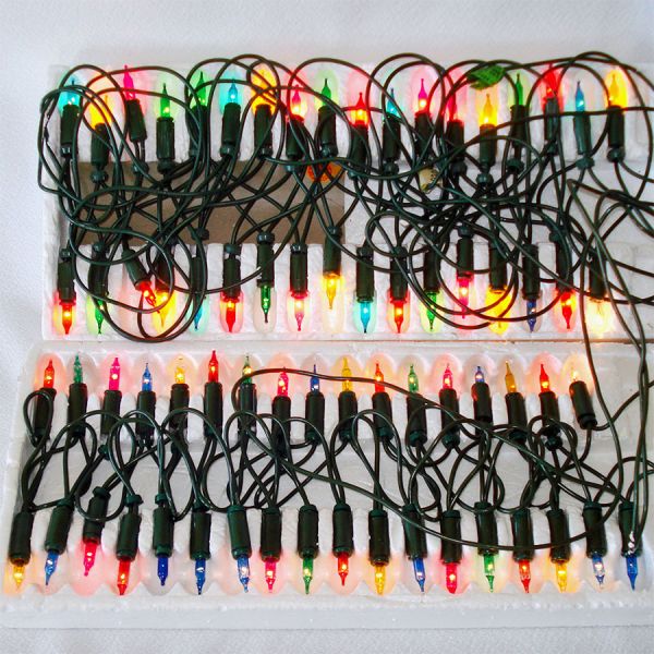 2 Vintage Boxes 35 Miniature Christmas Lights Working #2