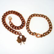 Two Copper Chain Link Bracelets, One With Charm
