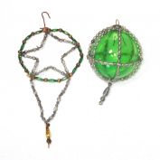 Antique Wire Beaded Caged Ball, Star Dangle Christmas Ornaments