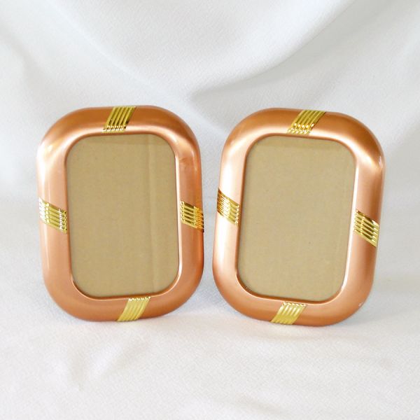 Copper and Brass Pair Picture Frames 6 by 5 Inches