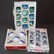 3 Boxes 1970s Decorated Glass Christmas Ornaments