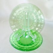 Hocking 3 Block Optic Green Depression Glass 6 Inch Plates