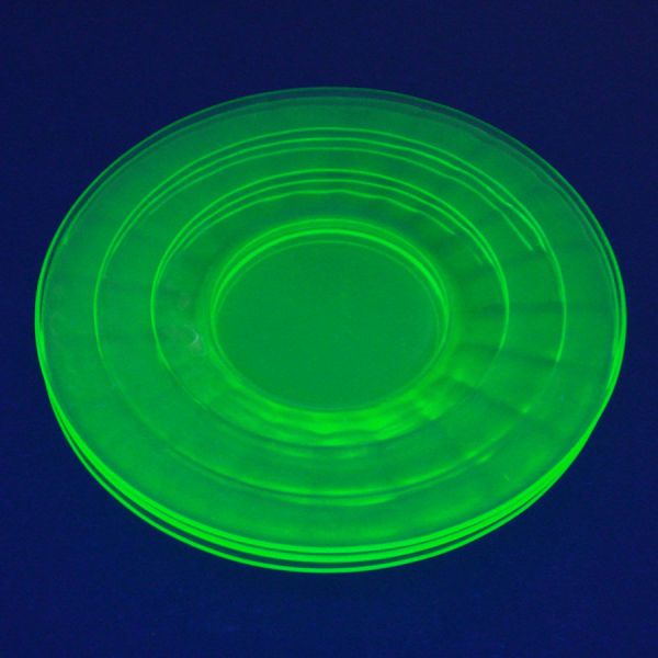Hocking 3 Block Optic Green Depression Glass 6 Inch Plates #4