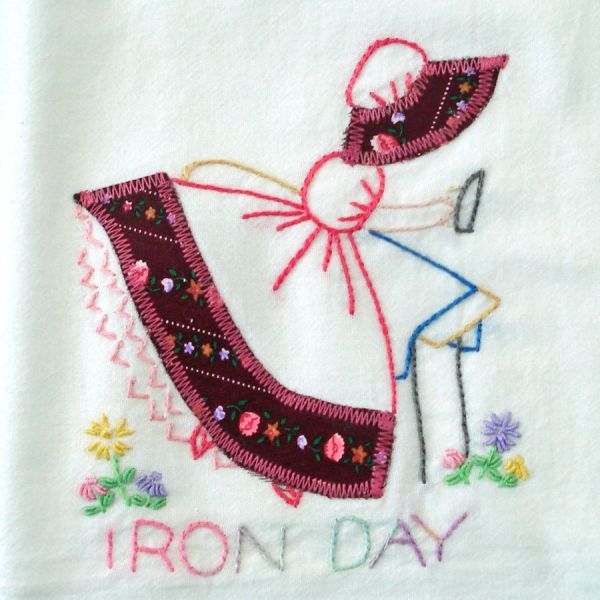 3 Embroidered Appliqued Sunbonnet Girl Kitchen Towels #2