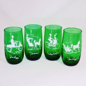 Anchor Hocking Set 4 Gay Nineties Forest Green Tumblers