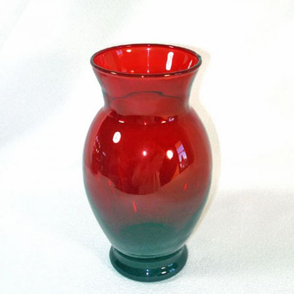 Anchor Hocking Royal Ruby 4 Glass Vases Plus Ruby Cruet #3