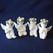 Porcelain Rosebud Angel Cherub Figurines Set of 4