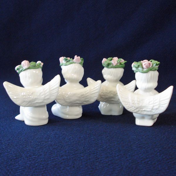 Porcelain Rosebud Angel Cherub Figurines Set of 4 #2