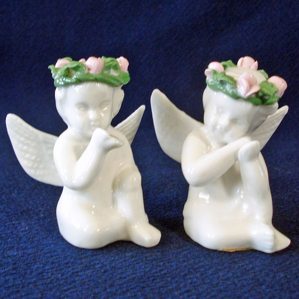 Porcelain Rosebud Angel Cherub Figurines Set of 4 #4