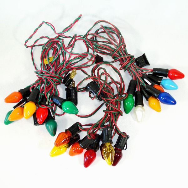 5 Strings Working C7 Christmas Lights Plus Extra Bulbs #2