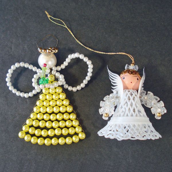 7 Hand Crafted Dimensional Beaded Christmas Ornaments #7