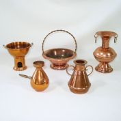 Miniature Solid Copper Kitchenware 5 Pieces Doll Display