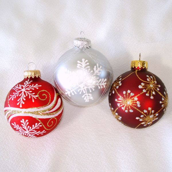 8 Assorted Glittered Glass Christmas Ornaments #4