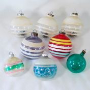 8 Unsilvered 1940s Glass WWII Christmas Ornaments