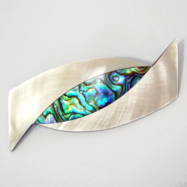 Abalone and Mother of Pearl Shell Modernist Brooch Pin