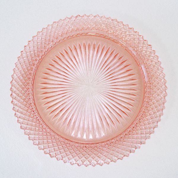 6 Miss America Anchor Hocking Pink Glass Dinner Plates #2