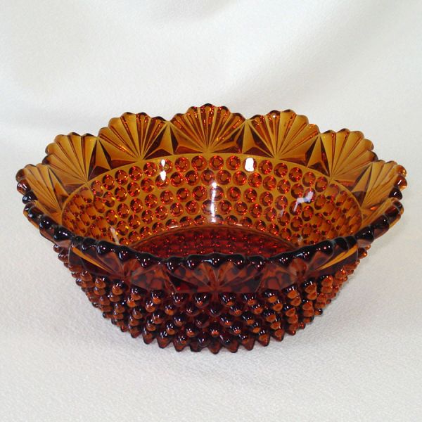 Imperial Hobnail and Fan 8 Inch Amber Bowl