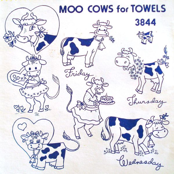 Aunt Marthas Moo Cows For Towels Embroidery Transfer Pattern #2