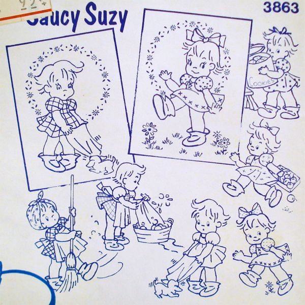 Aunt Marthas Saucy Suzy Iron On Embroidery Transfers Sealed #2