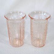 American Sweetheart Pink 10 Ounce Depression Glass Tumblers Pair