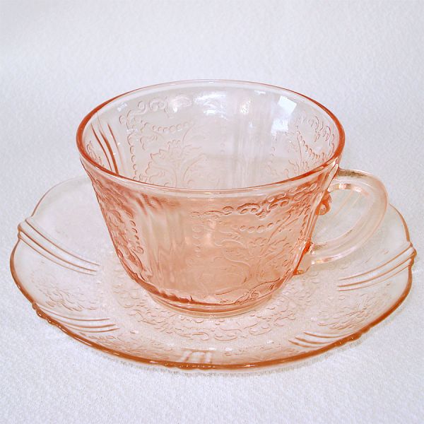 American Sweetheart Pink Depression Glass 3 Cups Saucers #2