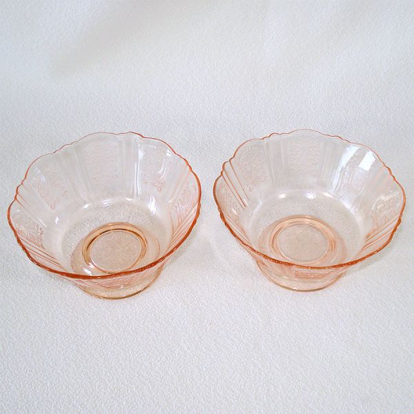 American Sweetheart Pink Depression Glass 2 Sherbet Bowls #2