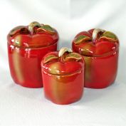 Ceramic Apples Kitchen Canisters Set of 3