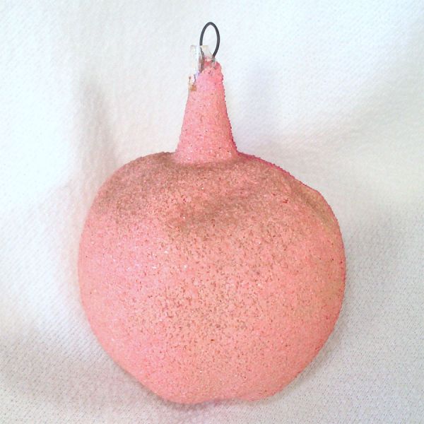 Antique Unsilvered Sugar Glitter Apple Glass Christmas Ornament #4