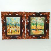 Pair Bali Celebration Abstract Impressionism Oil Paintings A A Rais