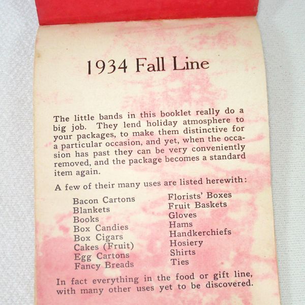 1934 Cellophane Holiday Ribbon Bands Sample Book #2