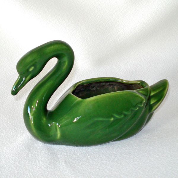 Bauer California Pottery Green Swan Planter