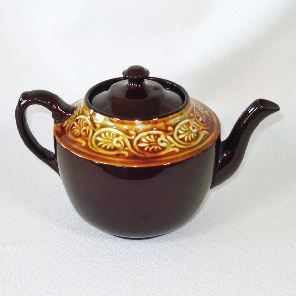 England Brown Betty Teapot Embossed Drip Glaze #2