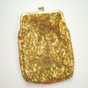 Shimmery Gold Beaded Sequined Evening Bag Cigarette Purse