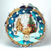 Pin Beaded Sequined Nativity Scene Diorama Christmas Ornament