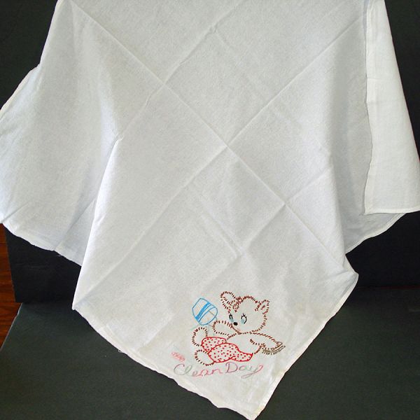 Pair Embroidered Bear Cub Kitchen Towels #3