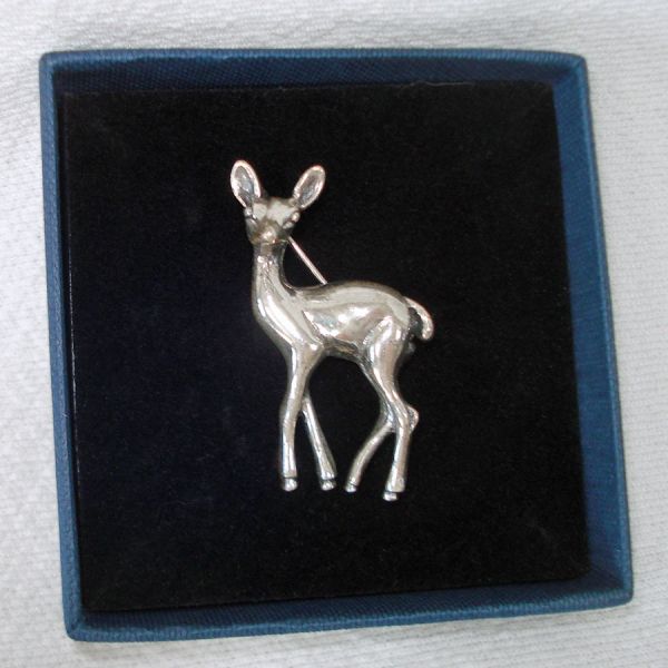 Beaucraft Sterling Silver Fawn Deer Brooch Pin #2