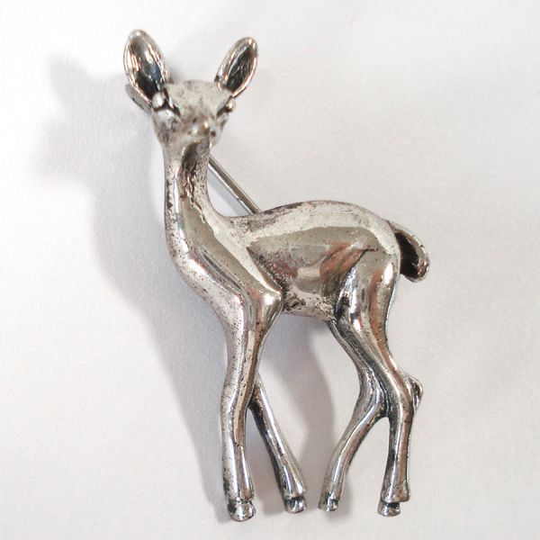 Beaucraft Sterling Silver Fawn Deer Brooch Pin #3
