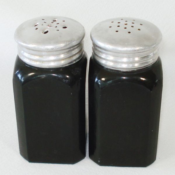 Hazel Atlas Square Fired-On Black Flour Sugar Shakers #2
