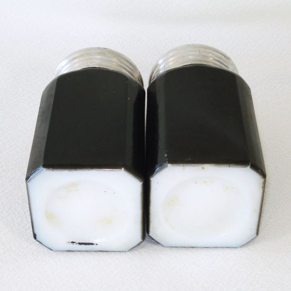 Hazel Atlas Square Fired-On Black Flour Sugar Shakers #5