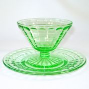 Hocking Green Depression Glass Sherbet and Underplate