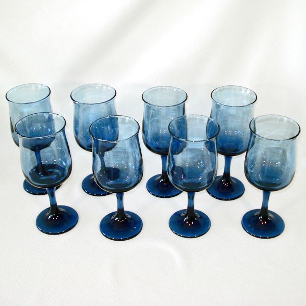 Libbey Connoisseur Dusky Blue Wine Goblets 8 Mint in Box #2