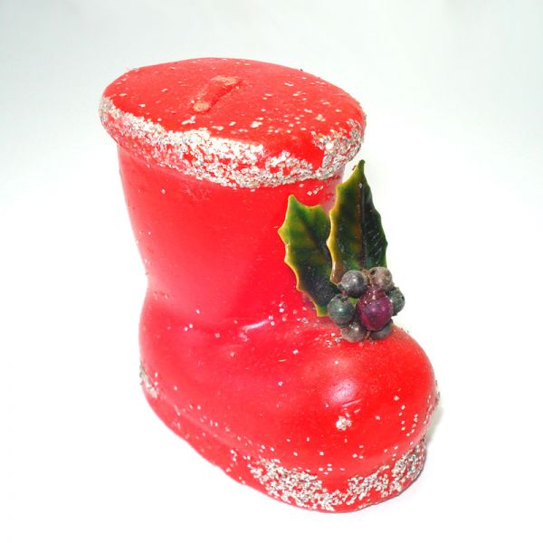 Box Santa Boots Christmas Candles With Holly, Beads #2